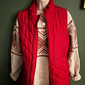 Maurices White and Red Geometric Crewneck Sweater